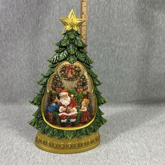 Holiday Traditions Illuminated Glitter Tree Santa Snow Globe Christmas-Works! - Picture 13 of 16